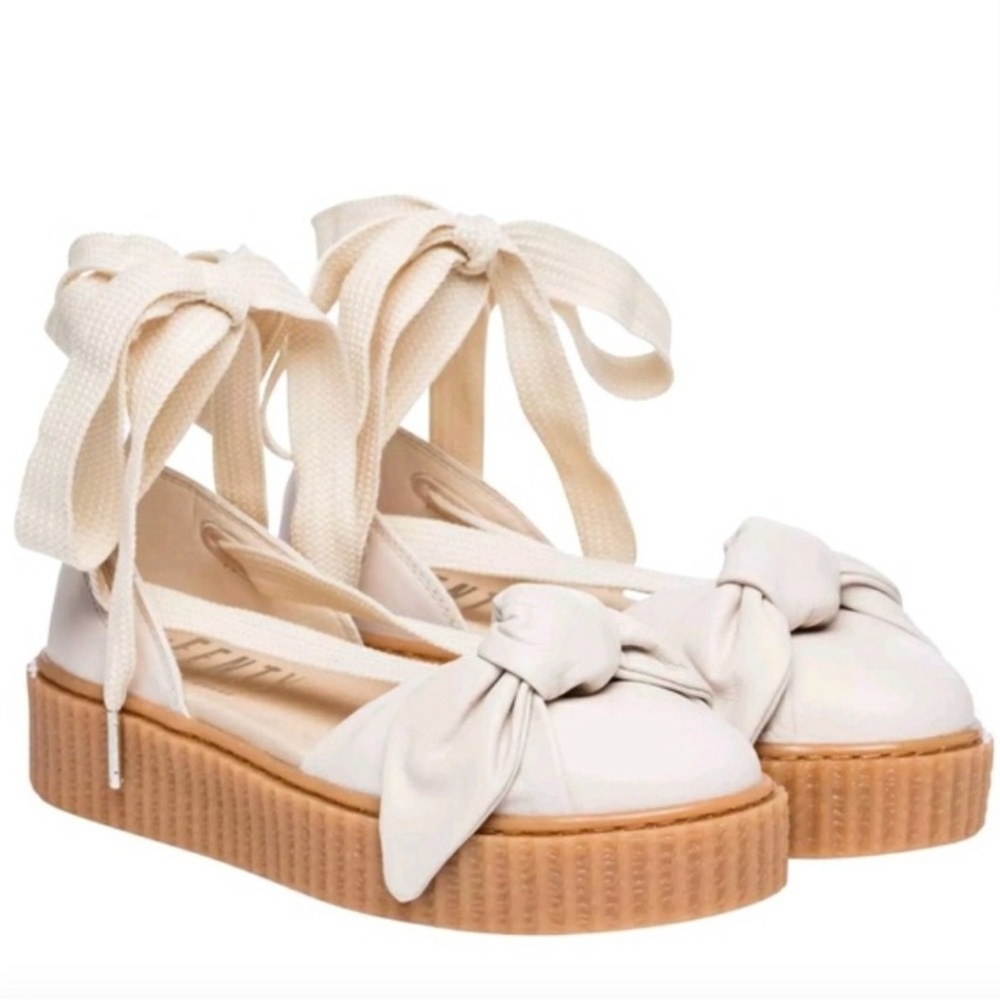 NWOT Fenty Chic Cream Platform Lace-Up Shoes - Picture 3 of 16